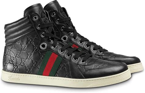 gucci black and tan high tops|black Gucci high top men's.